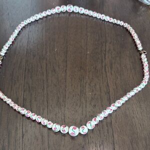 Charming Floral Necklace with Pink Accents Antique 1930 -1950 Sterling marked
